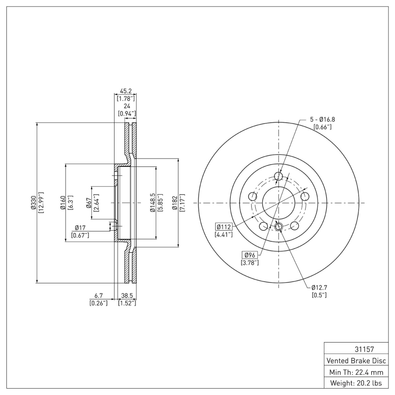 BMW 220i Brake Rotor (1) - Front - R1 Concepts - Plain - `15-`25